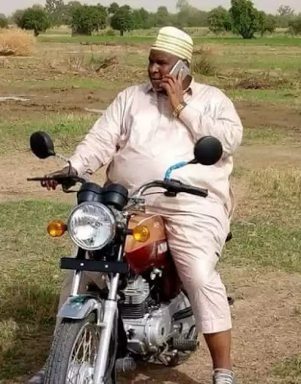 Billionaire Business Man/Airline Operator, Abdulmunafi Sarina, Spotted Riding A Motorcycle In Kano (Photos)